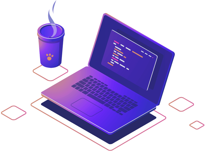 Ilustração de laptop e café